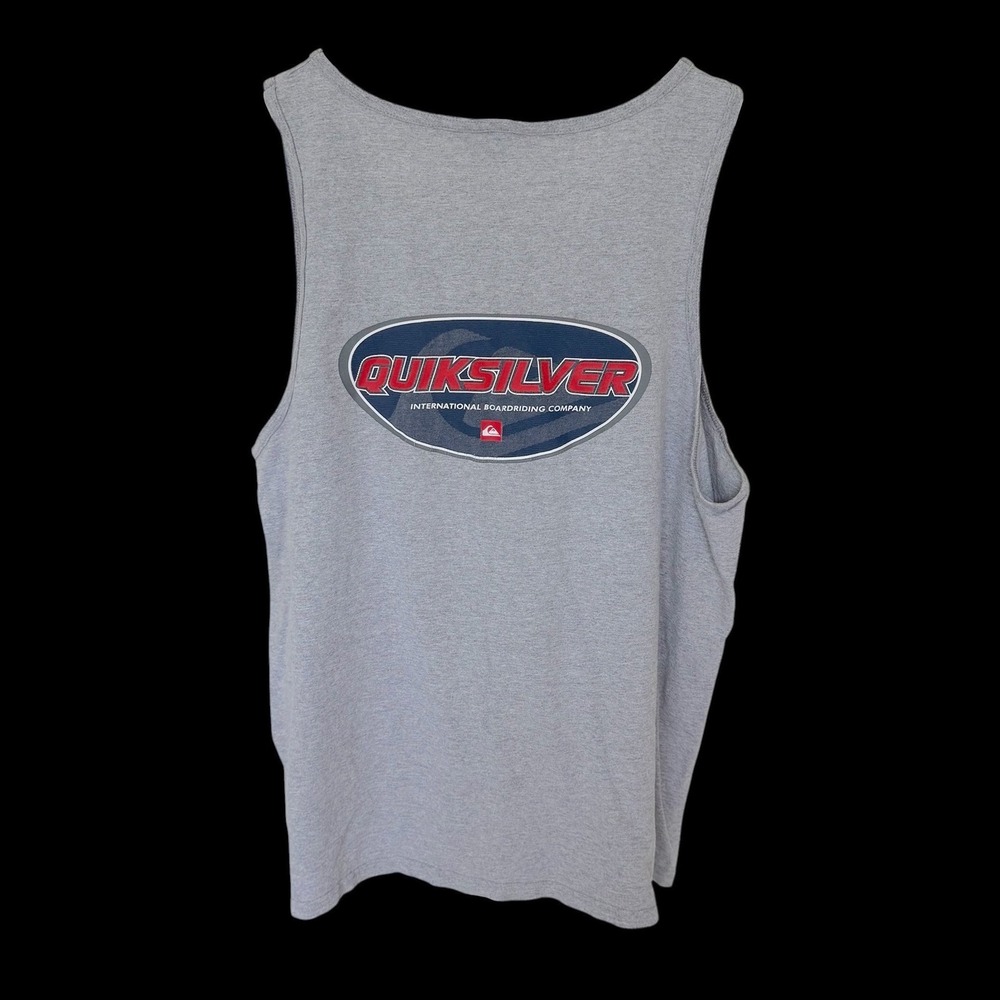 Y2K Quiksilver XL Gray‎ Tank Top Surfer Boardriding Company Logo Distressed